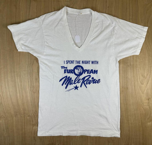 Vintage 80s European Male Revue tshirt Single Stitch Fruit of the Loom cotton