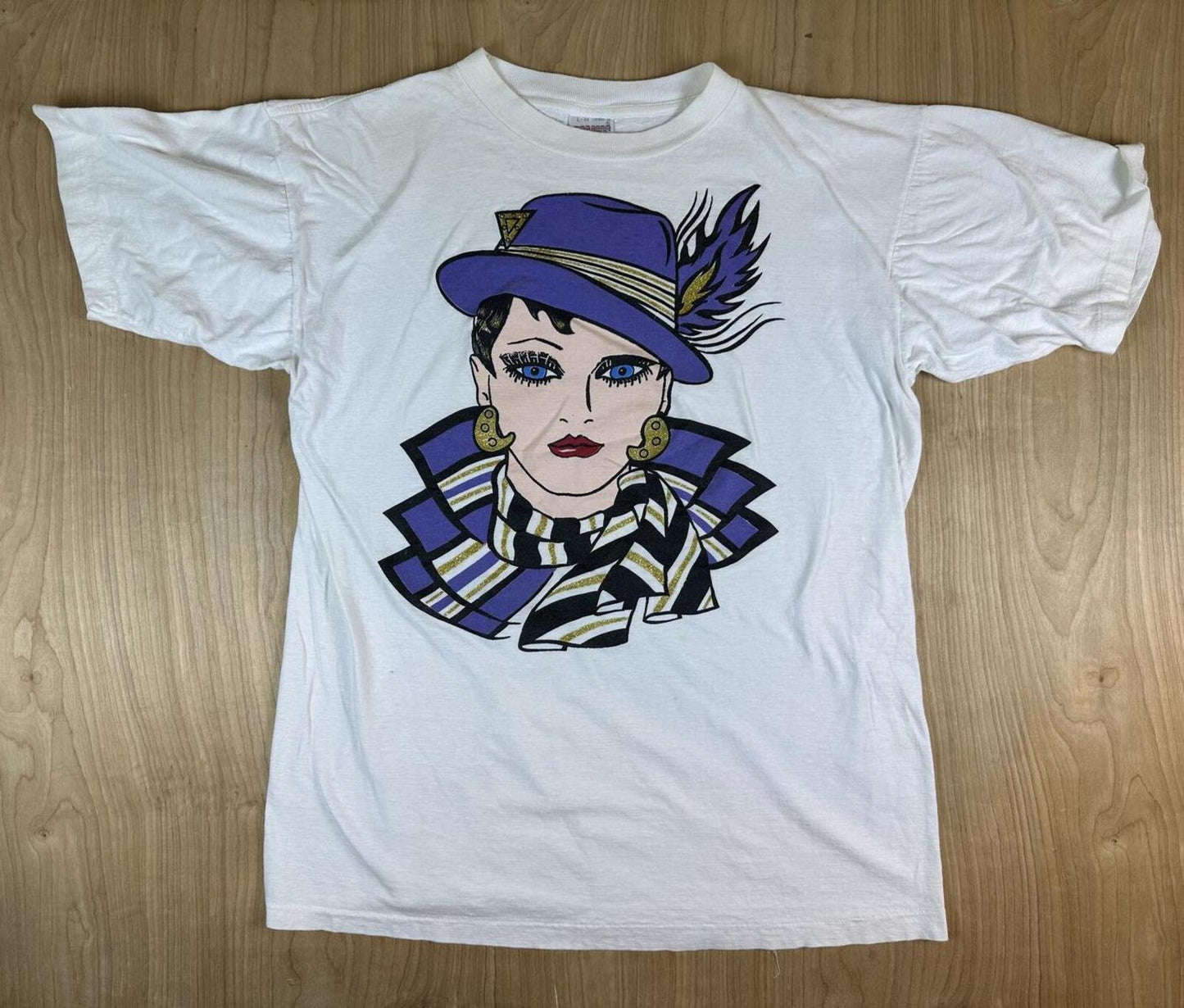 Vintage 80s Pop Art sketch tshirt Single Stitch cotton glamour large