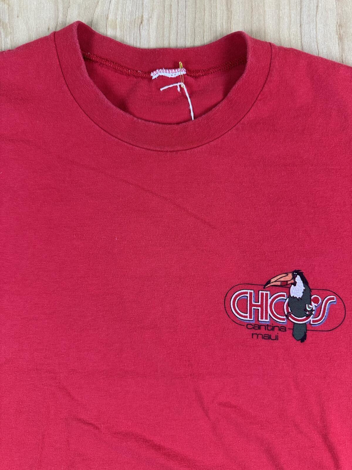 Vintage 80s Chico's Cantina Maui tshirt single stitch red toucan cropped hawaii
