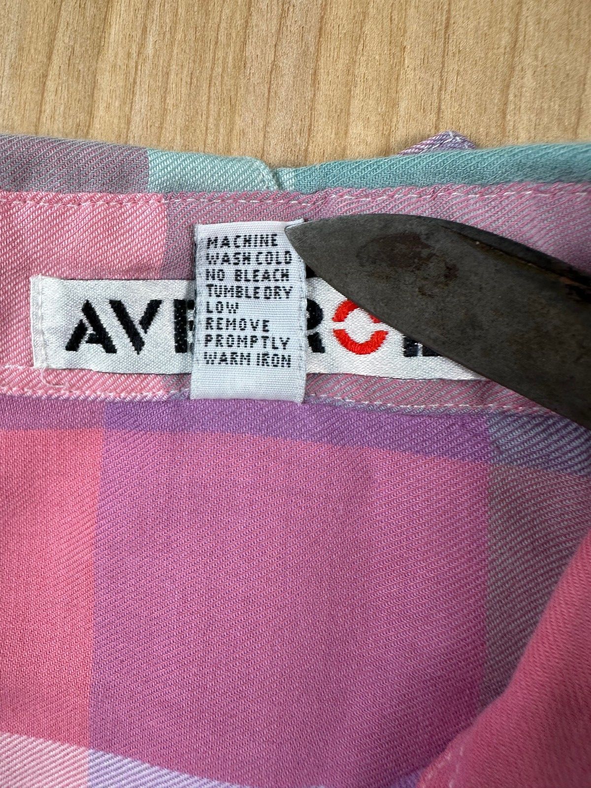 Vintage 80s Averroe button up shirt medium plaid pastel unique