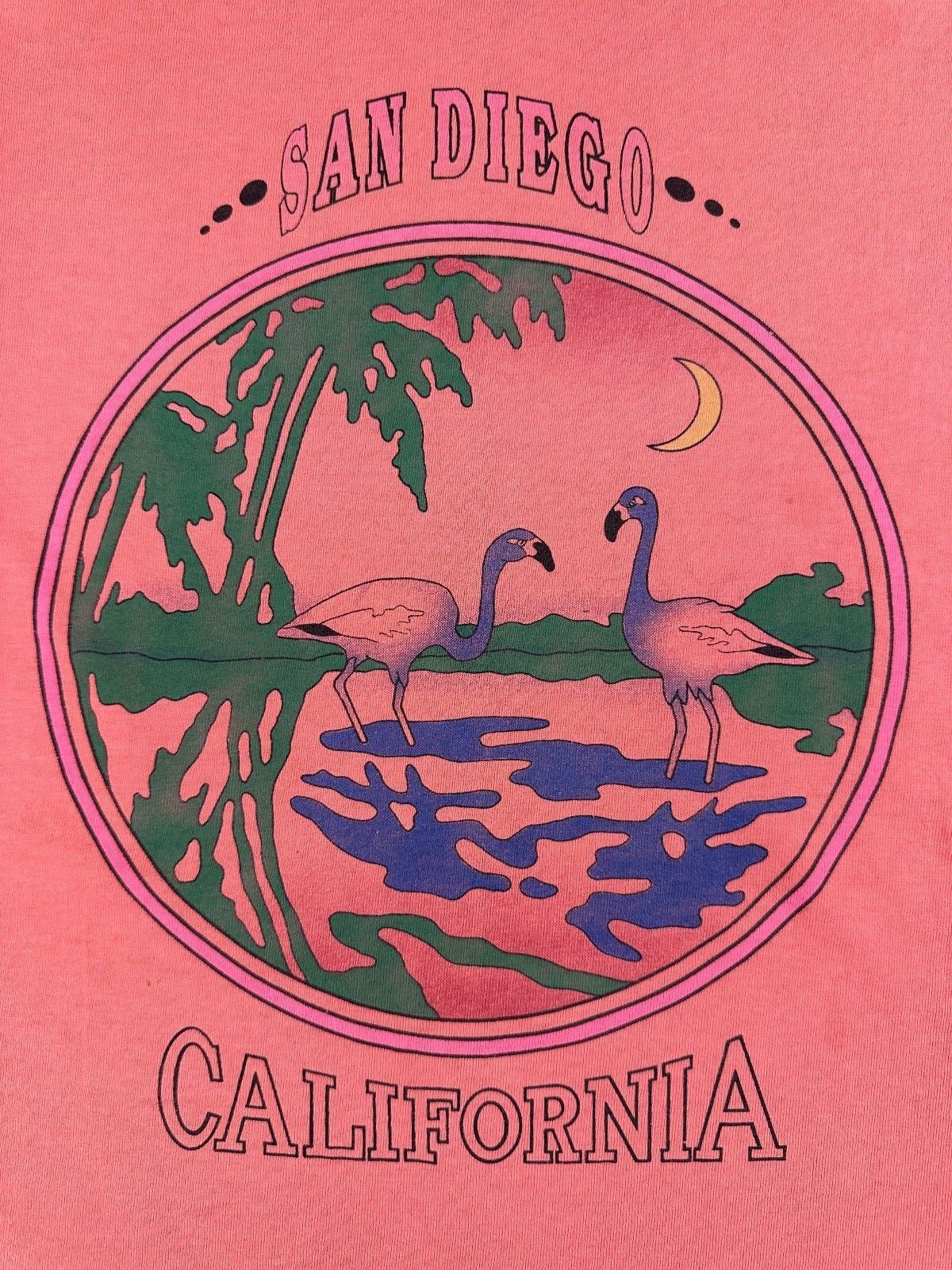 Vintage 80s San Deigo California tshirt Single Stitch xl cotton flamingo faded