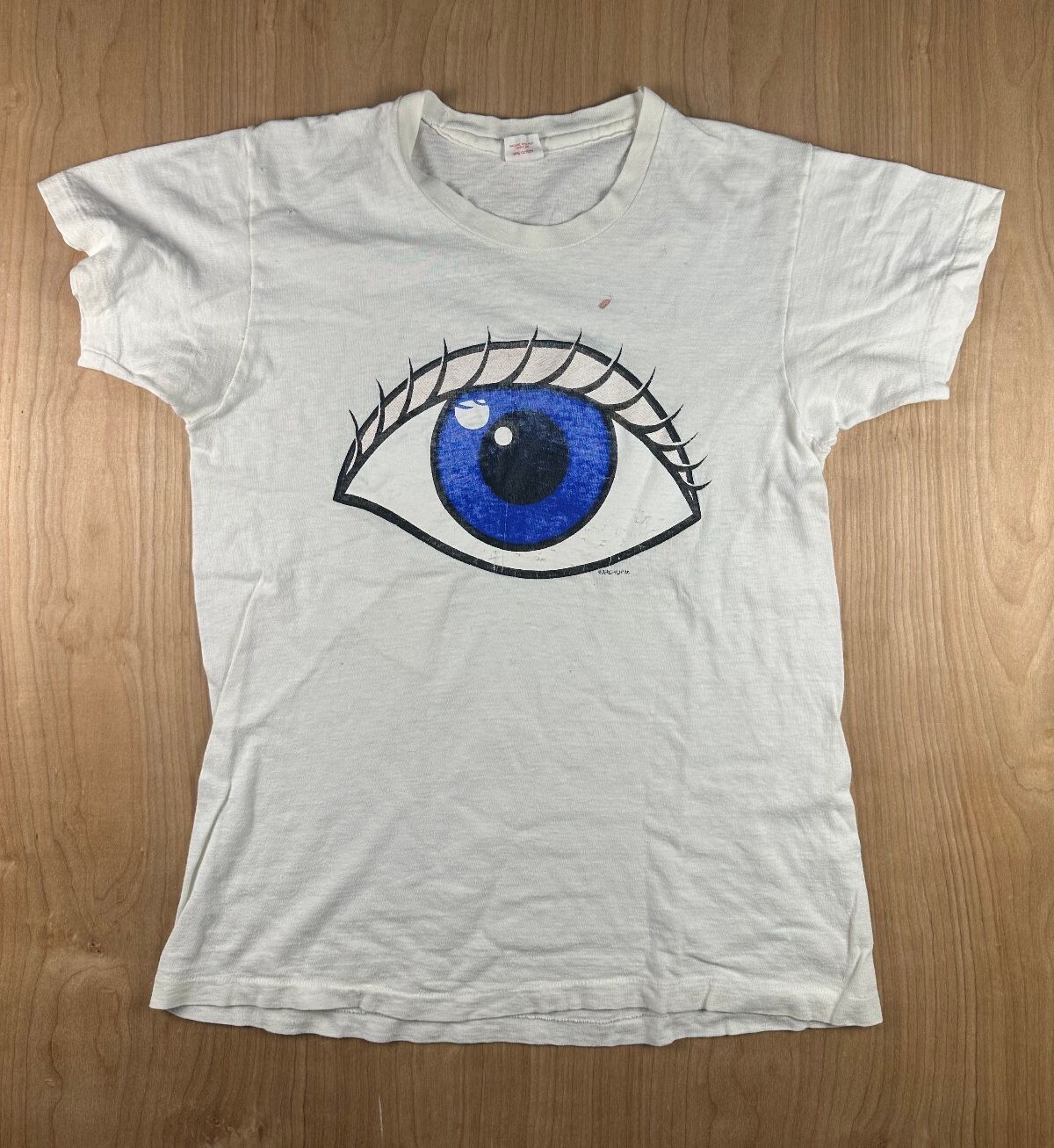 Vintage 70s Hanes Eyeball tshirt Single Stitch medium 100% cotton pop art