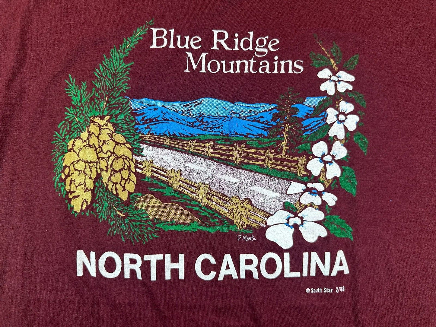 Vintage 80s Blue Ridge Mountains N Carolina tshirt single stitch screen stars