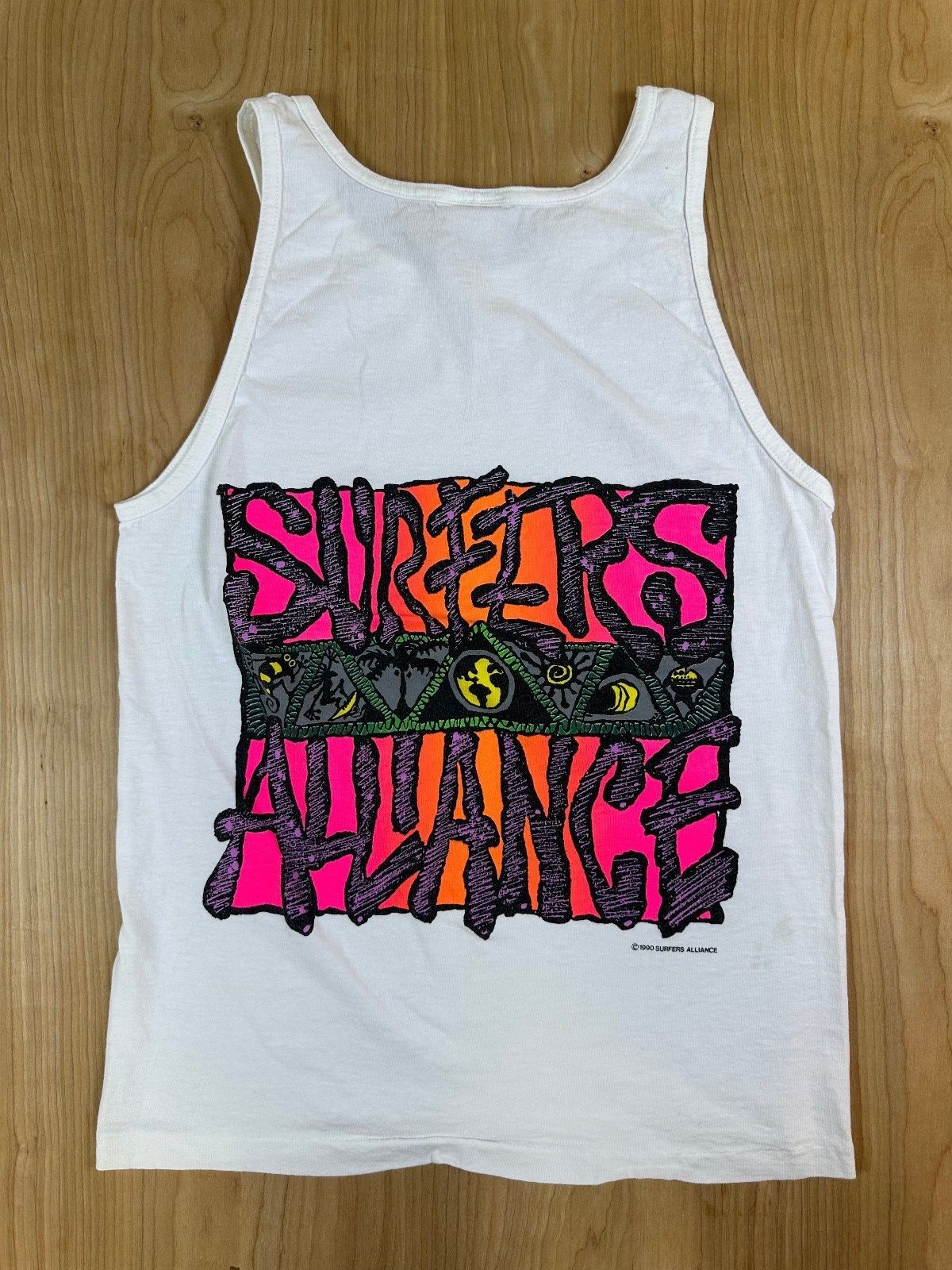 Vintage 90s Surfers Alliance tank top small waves beach surf surfing gorp