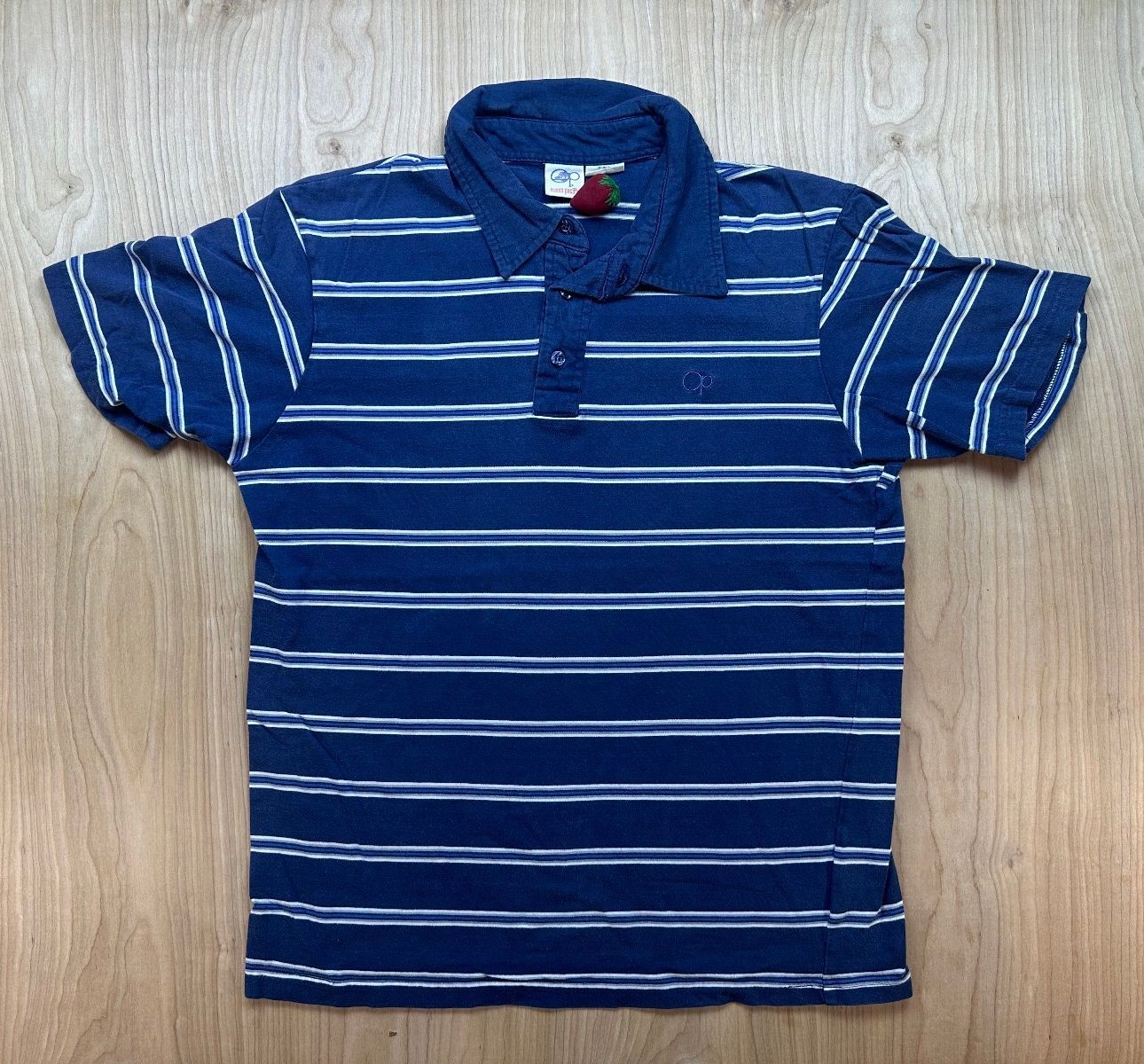 Vintage 80s OP Polo shirt Striped medium 100% cotton preppy