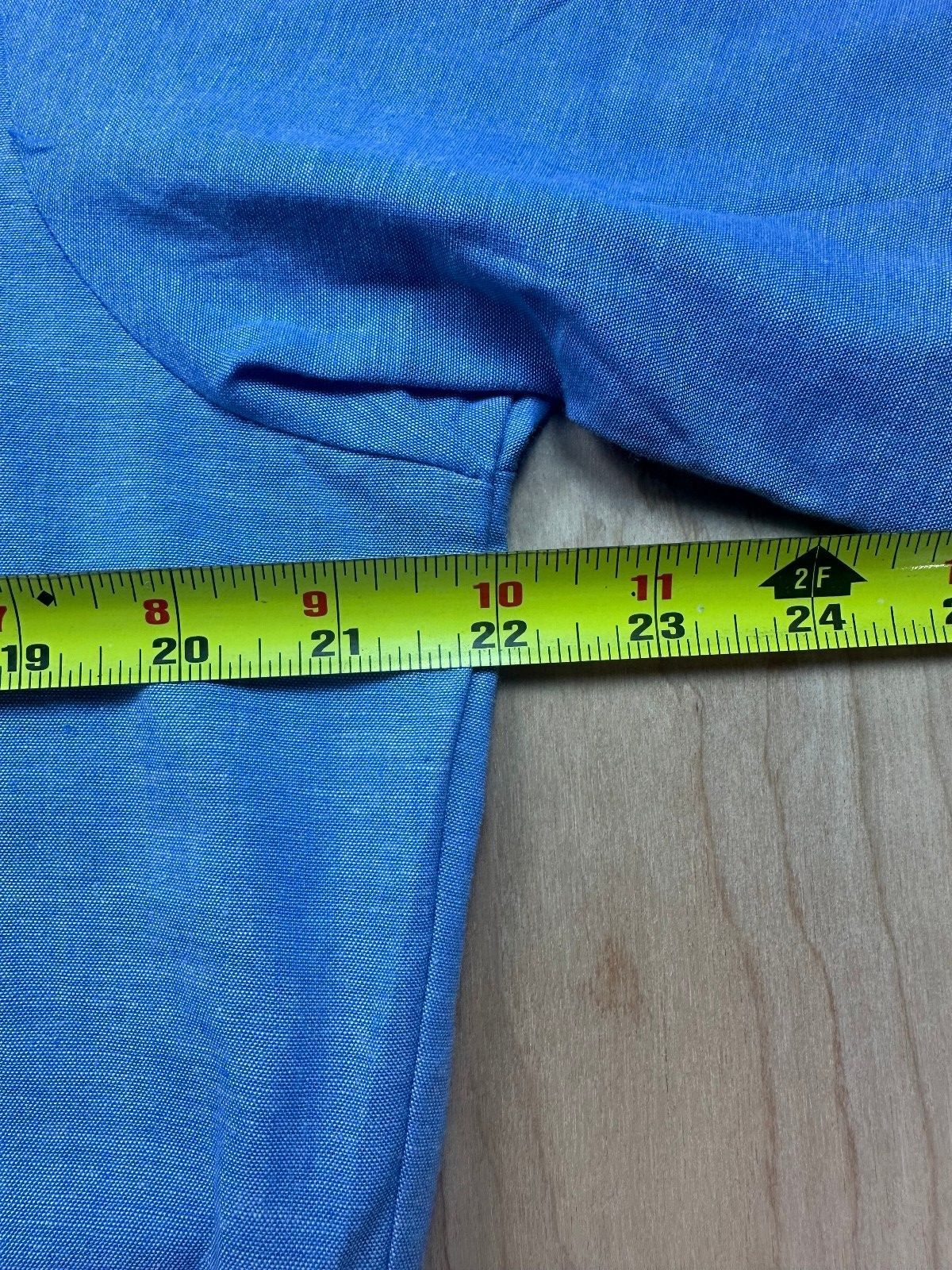 Vintage 70s Seafarer Chambray US. navy button up short sleeve stencil military