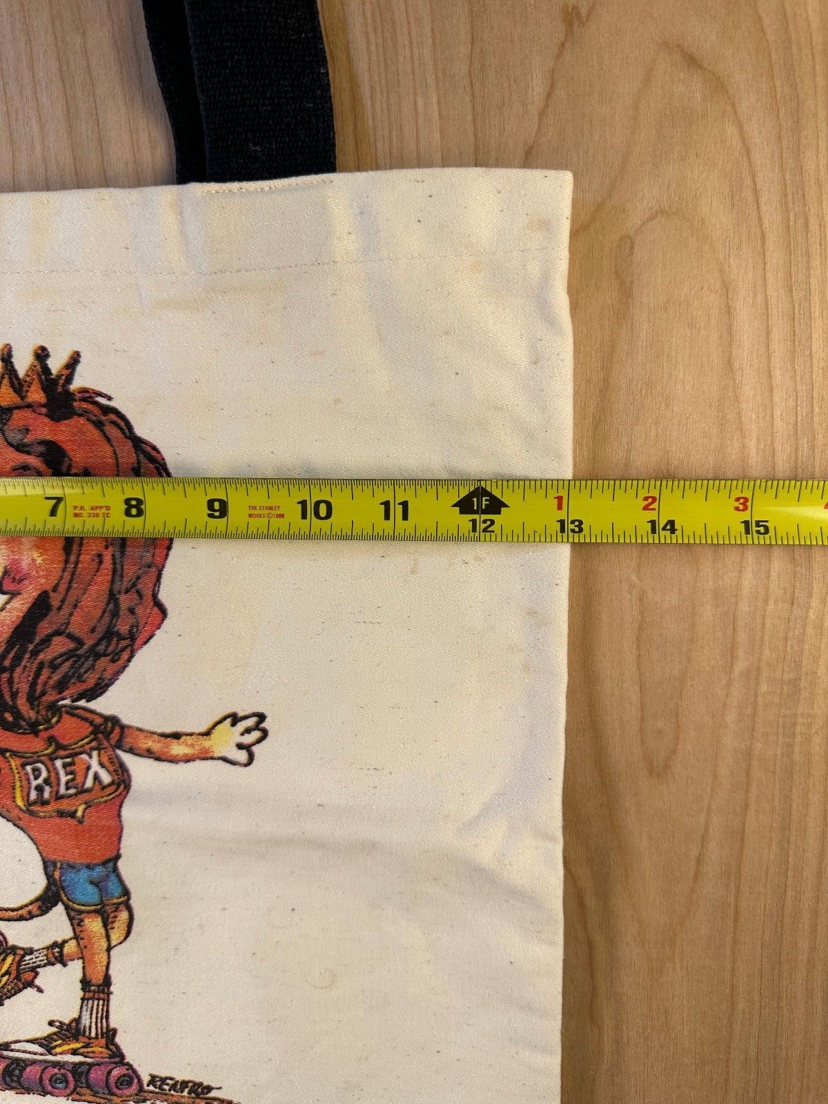Vintage 70s Rex tote bag rollerskate lion cartoon canvas renfro skating
