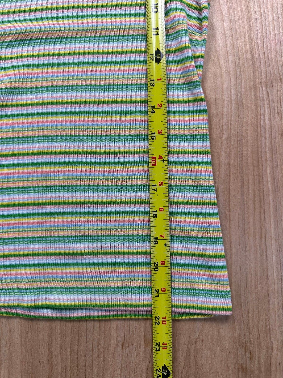 Vintage 70s EccoBay striped knit top ribbed medium cap sleeve baby tee summer