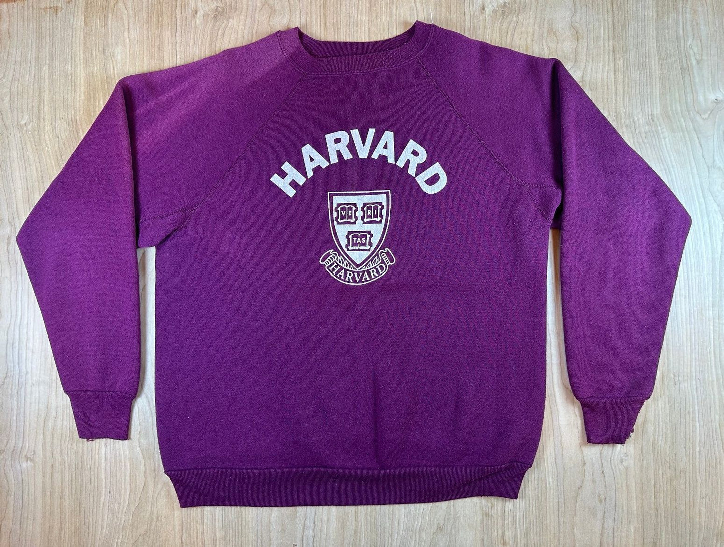 Vintage 80s Harvard Sweatshirt burgundy maroon large soft raglan college