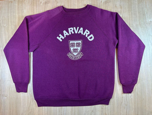 Vintage 80s Harvard Sweatshirt burgundy maroon large soft raglan college