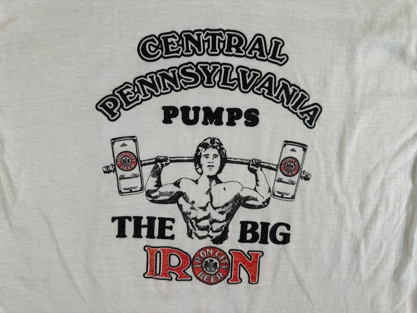Vintage 80s Pennsylvania Pumps Big Iron Ringer tshirt single stitch weightlift