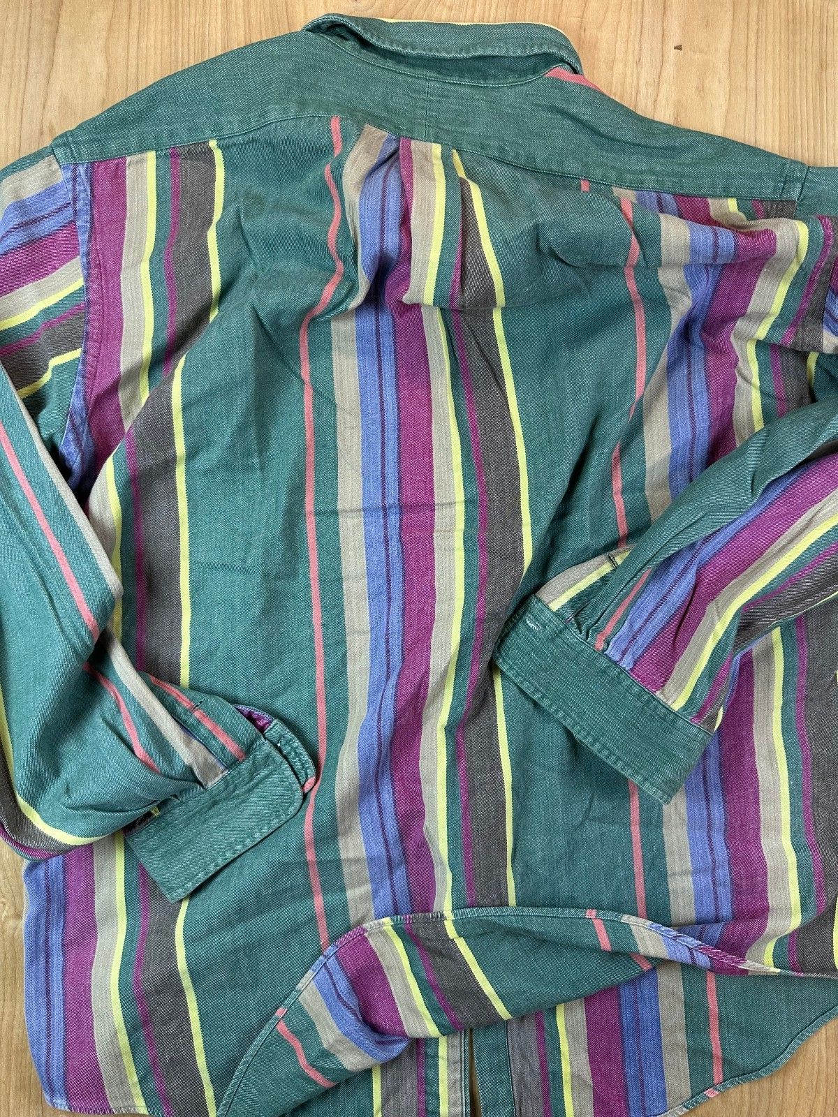 Vintage 90s Ralph Lauren button up shirt xlarge multistripe 100% cotton preppy