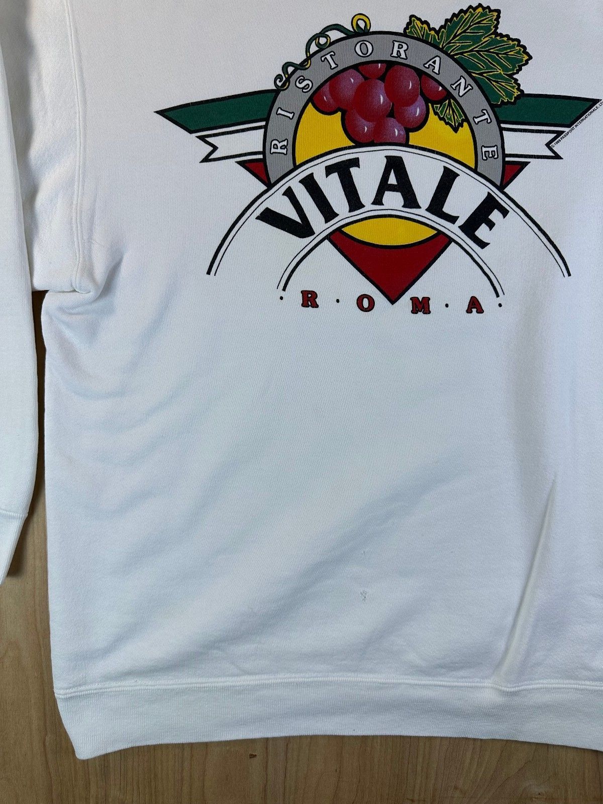 Vintage 90s Badger Sportwear Heavyweight Sweatshirt Vitale Ristorante Roma italy