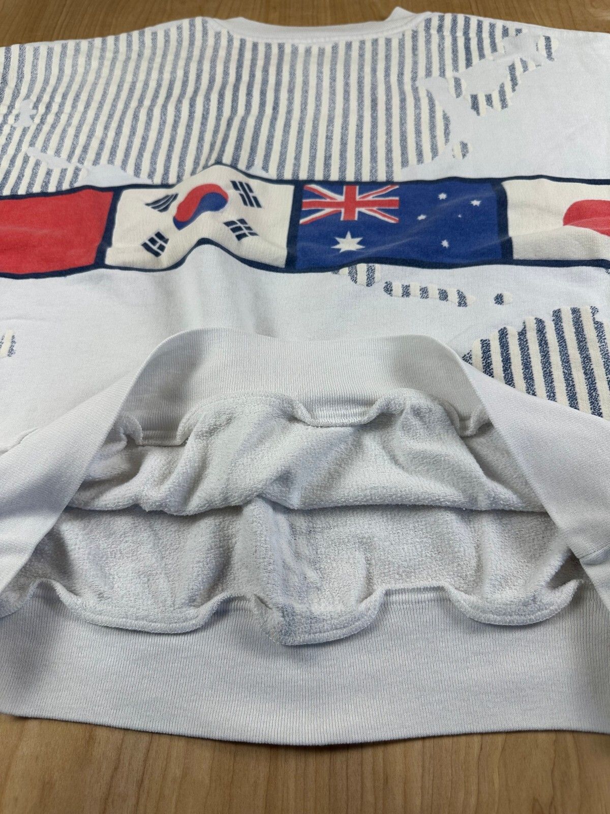 Vintage 80s International Flag Sweatshirt large map olympics cozy sporty