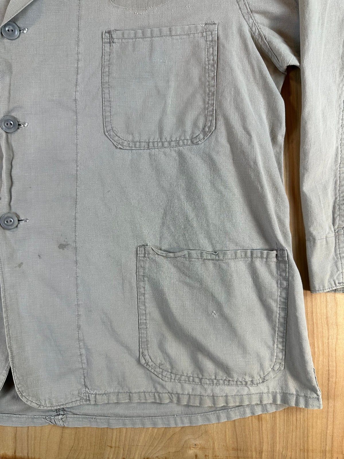 Vintage 70s Chore Jacket large cotton gray workwear shirt jacket barn coat