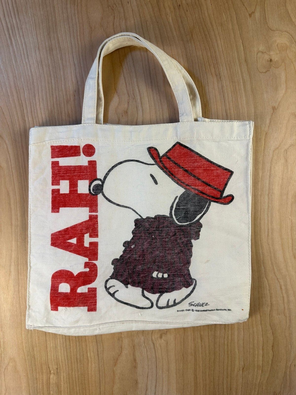 Vintage 70s Snoopy Rah Tote bag peanuts 100% cotton cartoon shoulder bag canvas