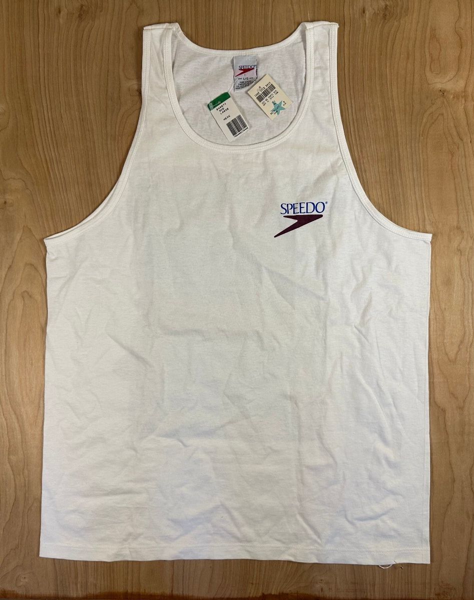 Vintage 90s speedo tank top nwt large made in usa 100% cotton fish sporty beach