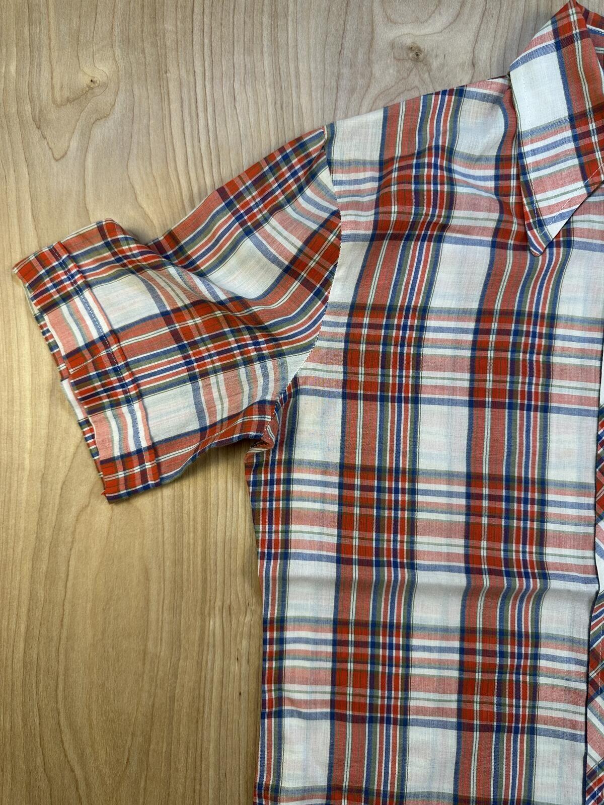 Vintage 70s Skiva button up plaid shirt country curved hem worn lightweight