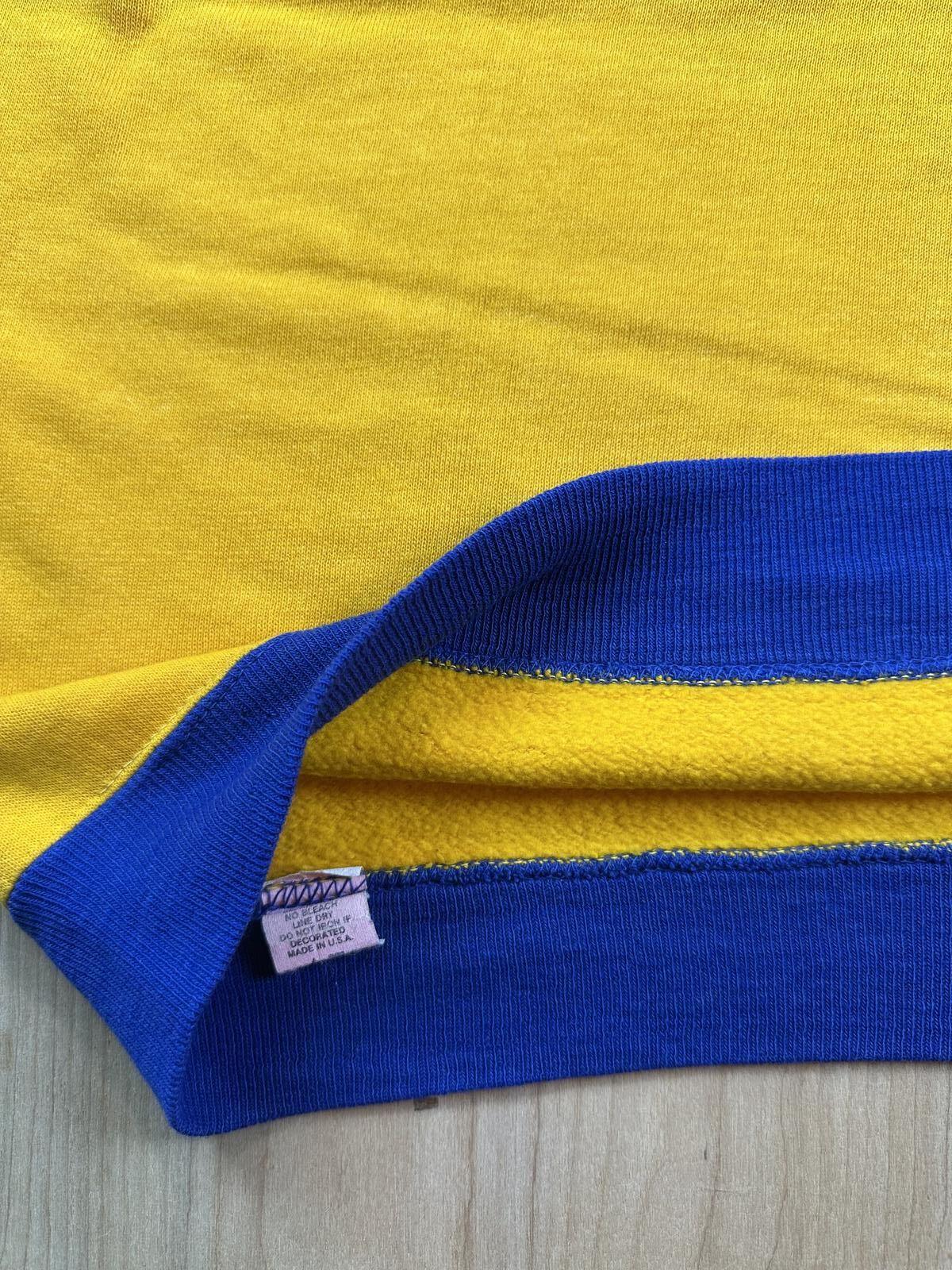 Vintage 80s sweatshirt contrast ribbing raglan made in usa yellow blue soft