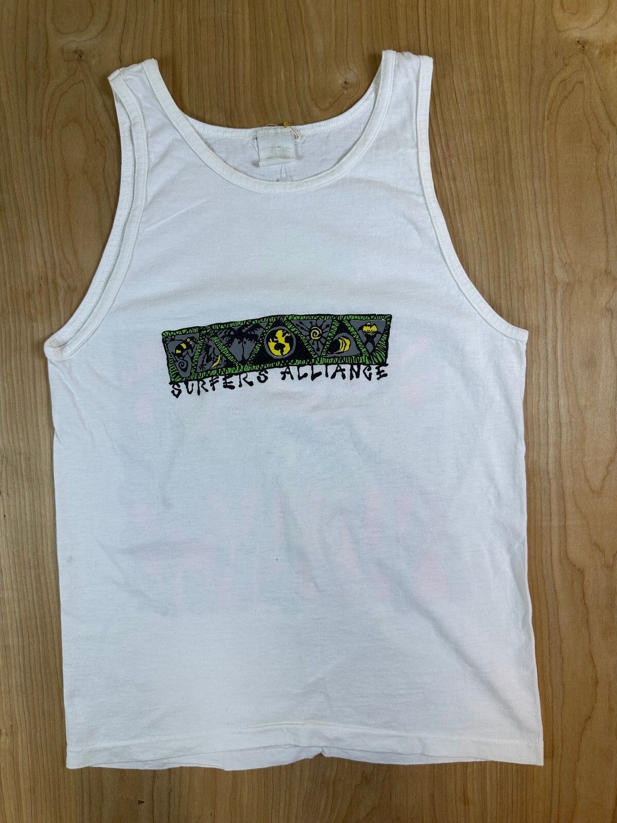 Vintage 90s Surfers Alliance tank top small waves beach surf surfing gorp