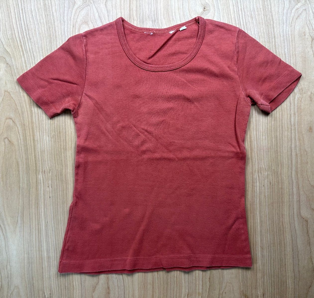 Vintage 80s Jones knit top medium crewneck baby t short sleeve dusty rose basic