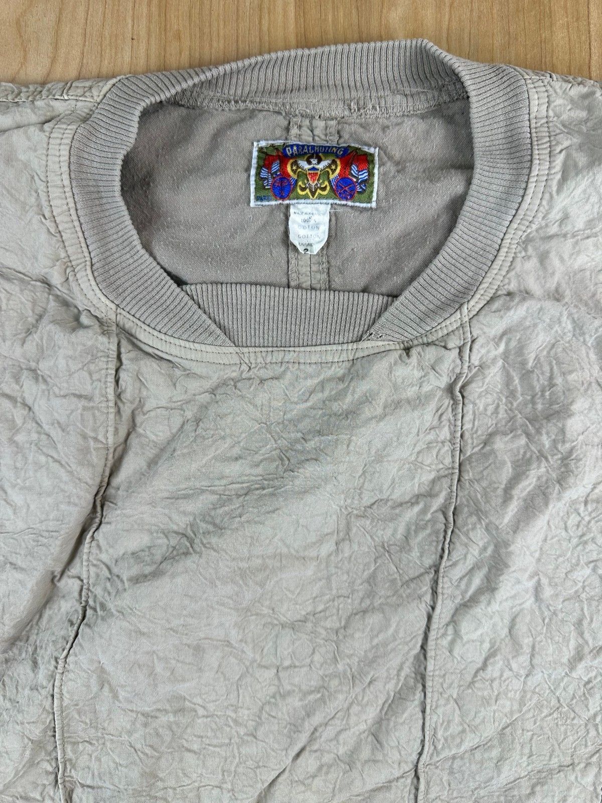 Vintage 80s Parachuting Pullover 100% cotton made in France paneled quilted