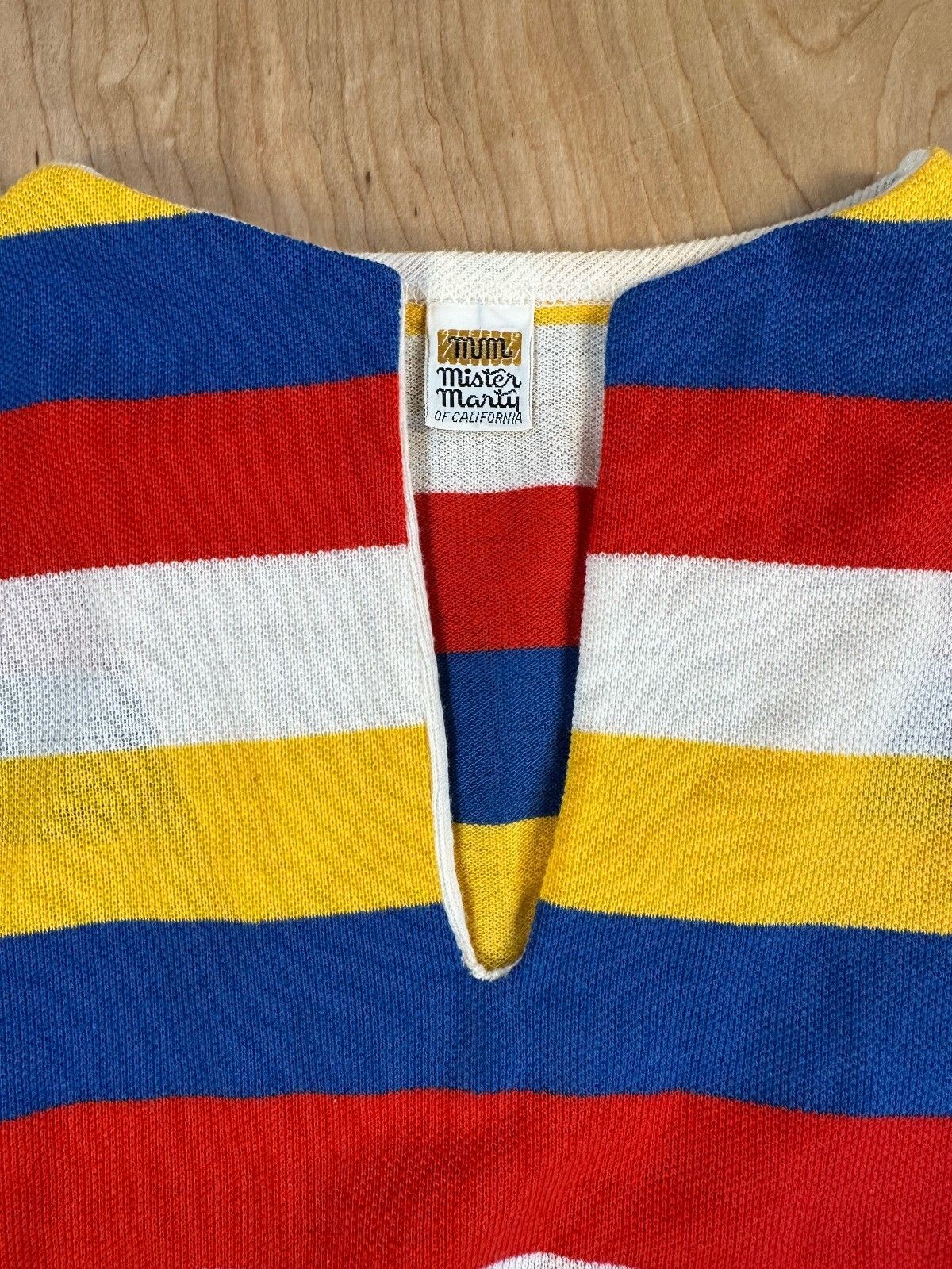 Vintage 60s Mister Marty of California knit blouse striped small slit neckline