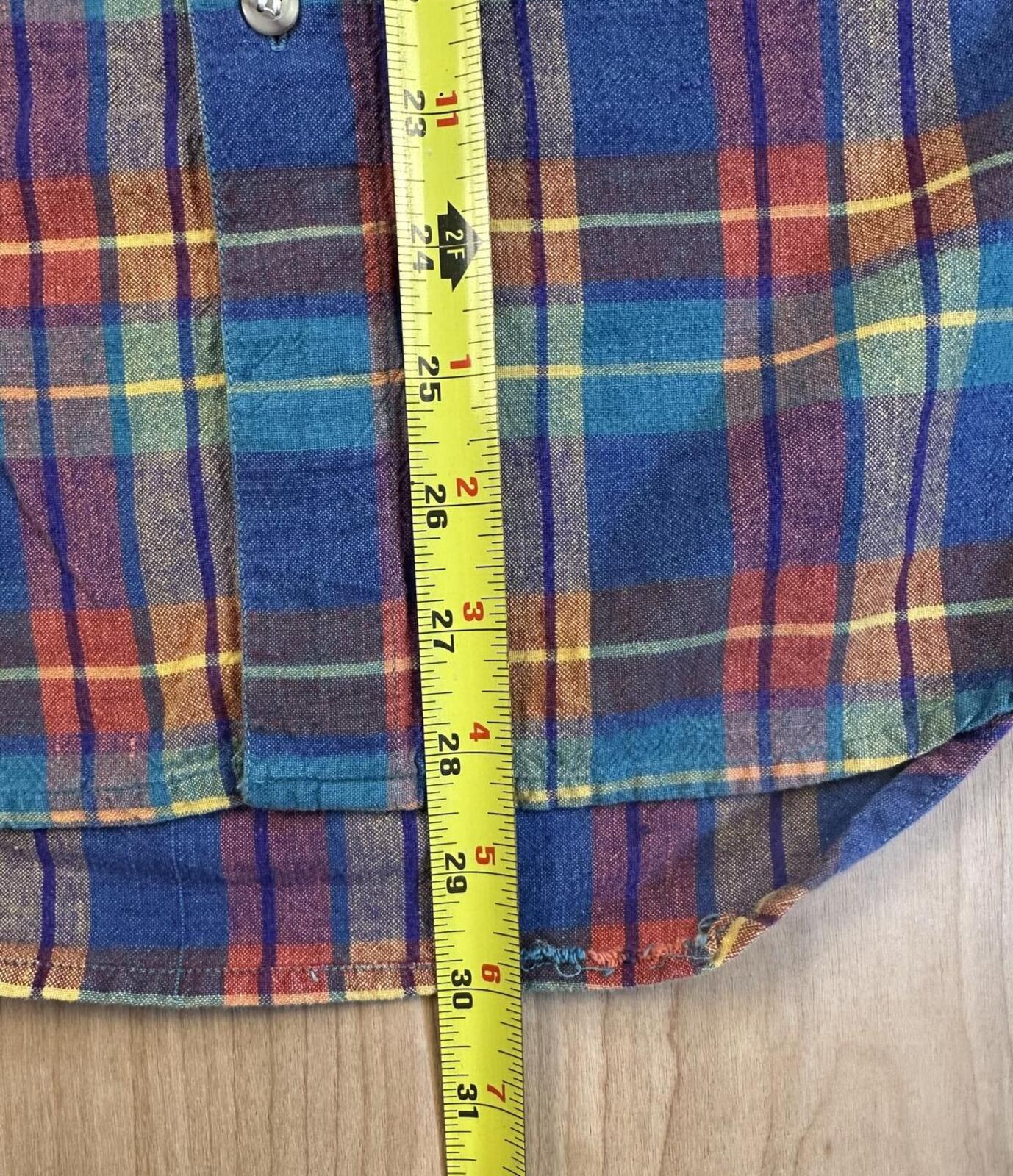 Vintage 80s World Island short sleeve button up madras shirt 100% cotton medium