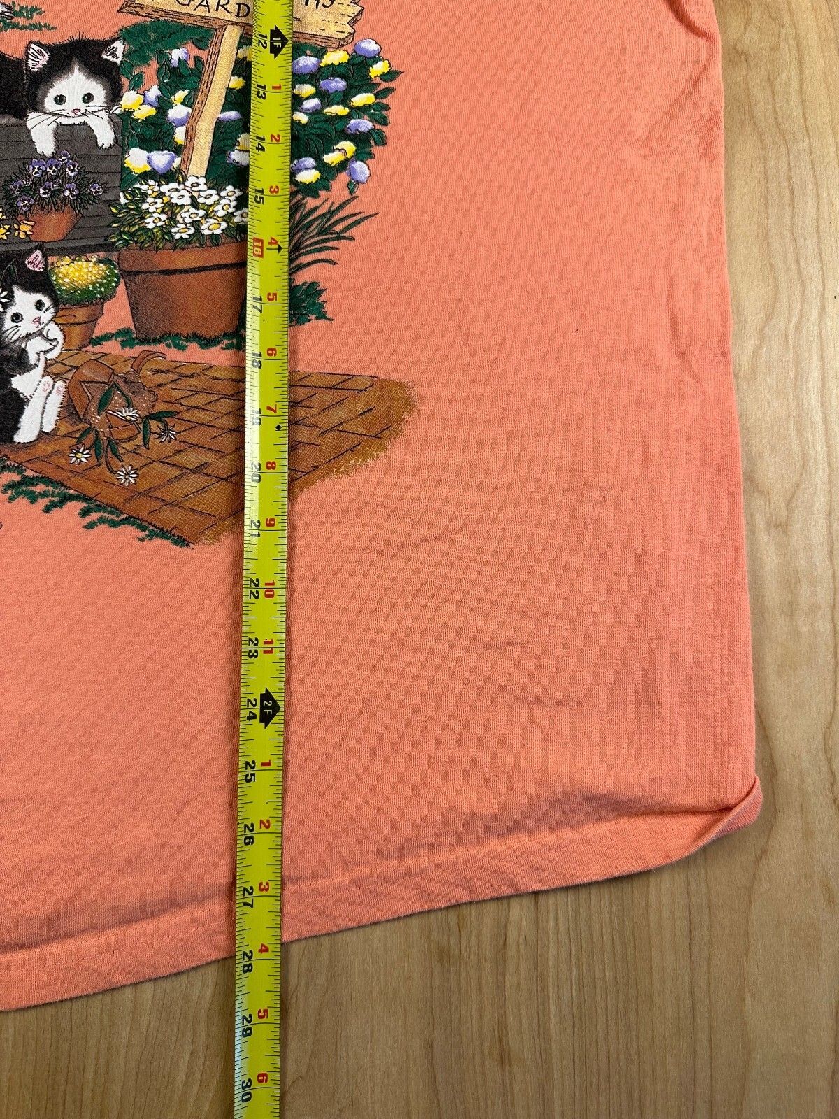 Vintage 90s Cat Garden tshirt xxl kittens cute cottage cotton funny