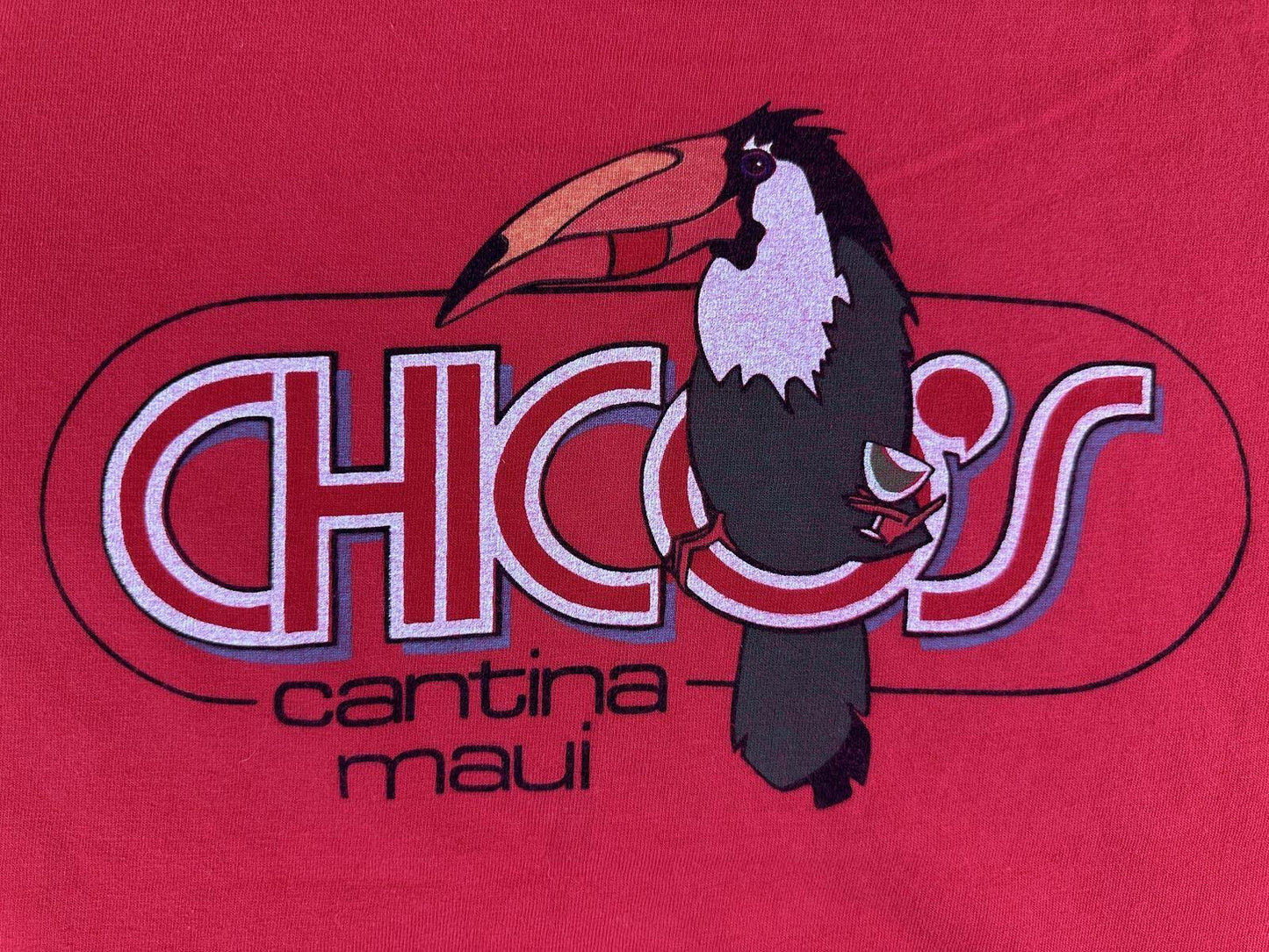 Vintage 80s Chico's Cantina Maui tshirt single stitch red toucan cropped hawaii