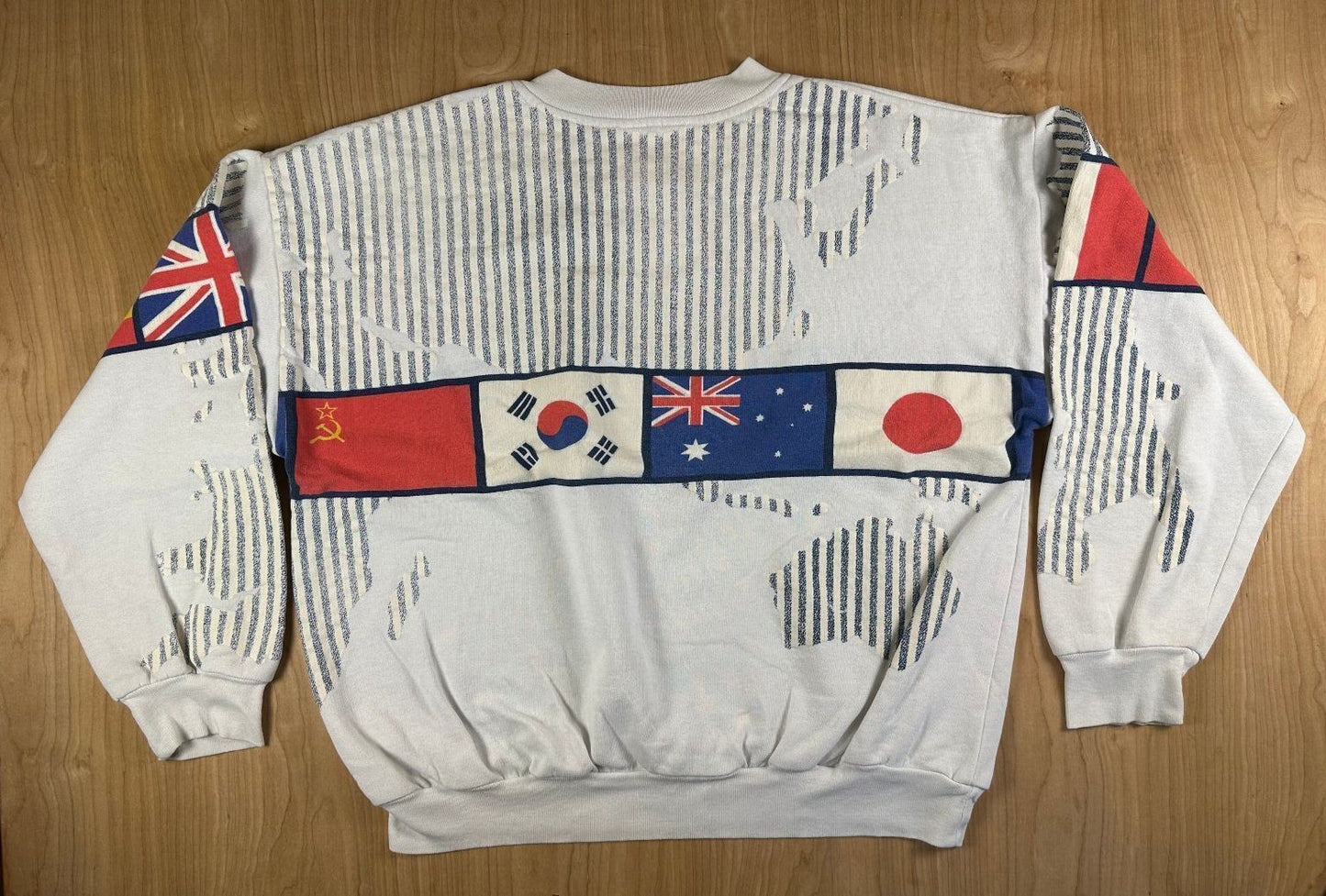 Vintage 80s International Flag Sweatshirt large map olympics cozy sporty