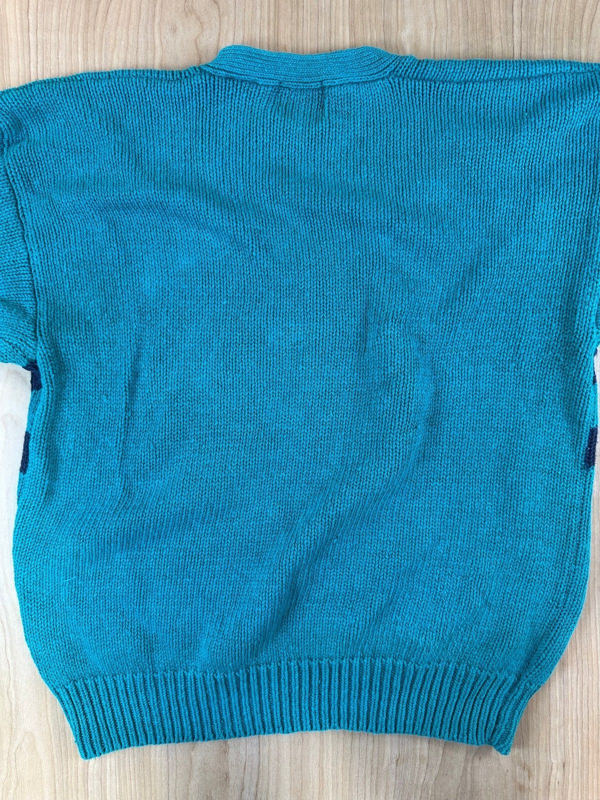 Vintage 80s Allen Solly Knit Sweater linen cotton golf embroidery vneck preppy