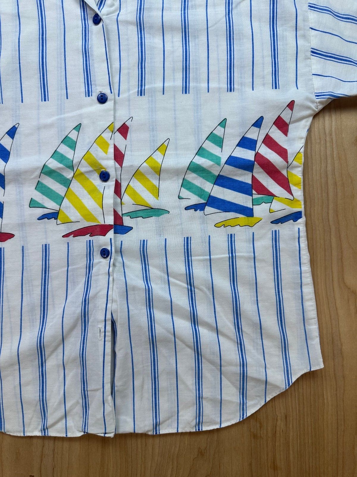 Vintage 80s California Connection button up medium striped boat sailing nautical