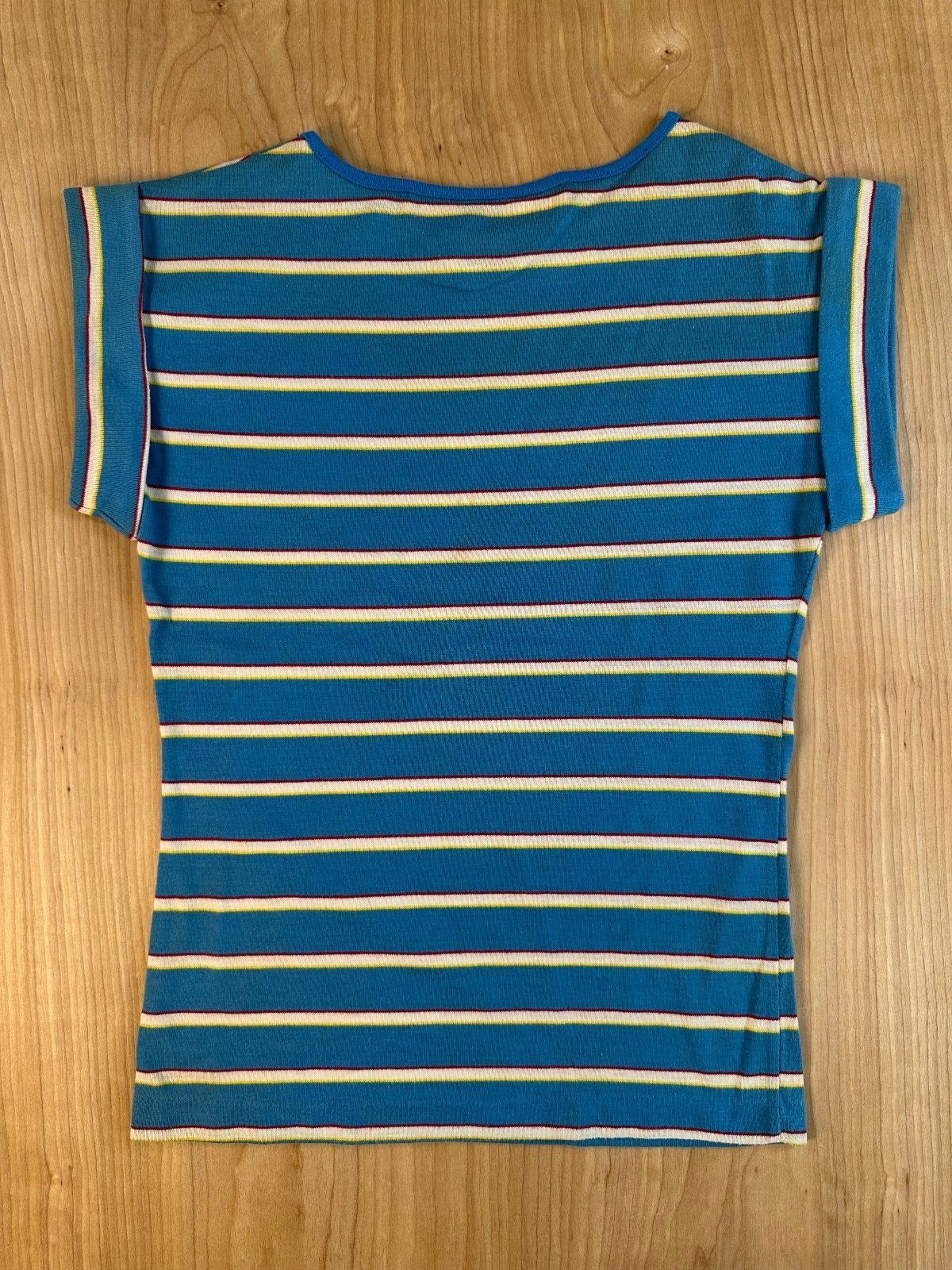 Vintage 70s Topsville Striped knit top small cap sleeve baby tee stretchy