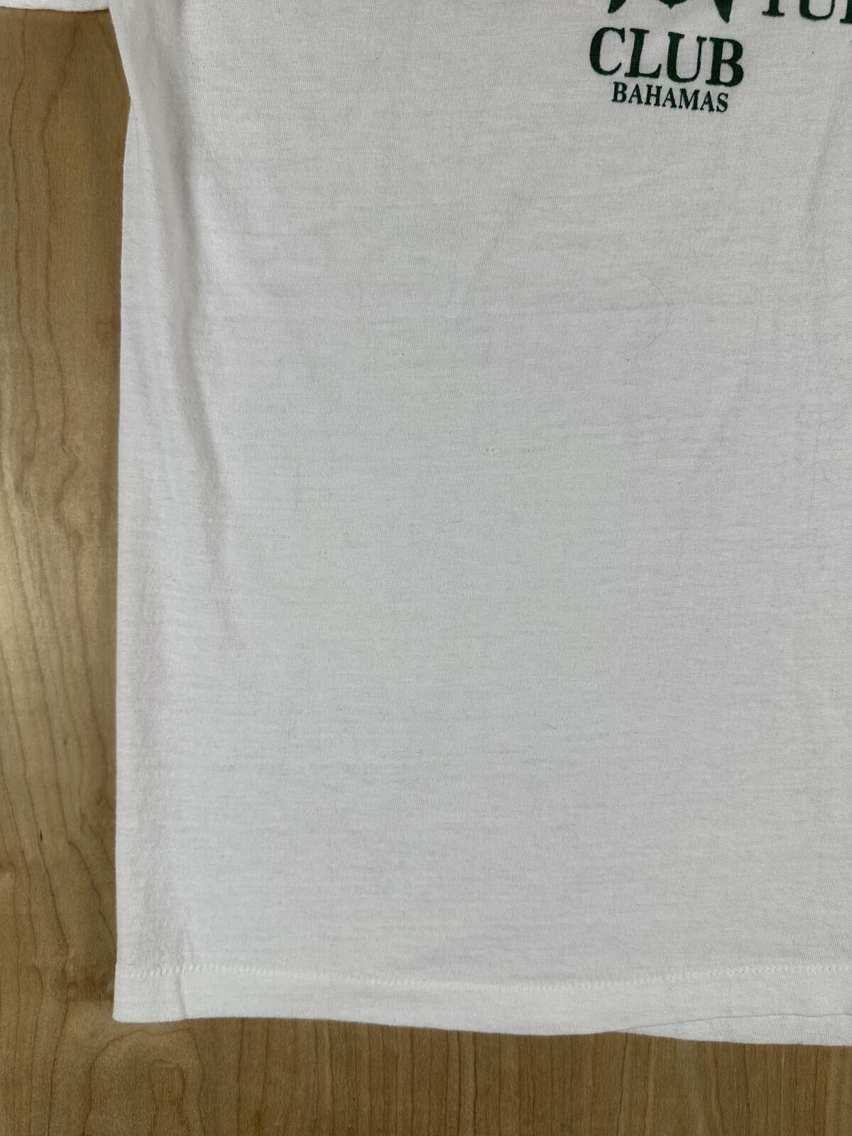 Vintage 80s Green Turtle Club RInger Tshirt single stitch usa bahamas medium