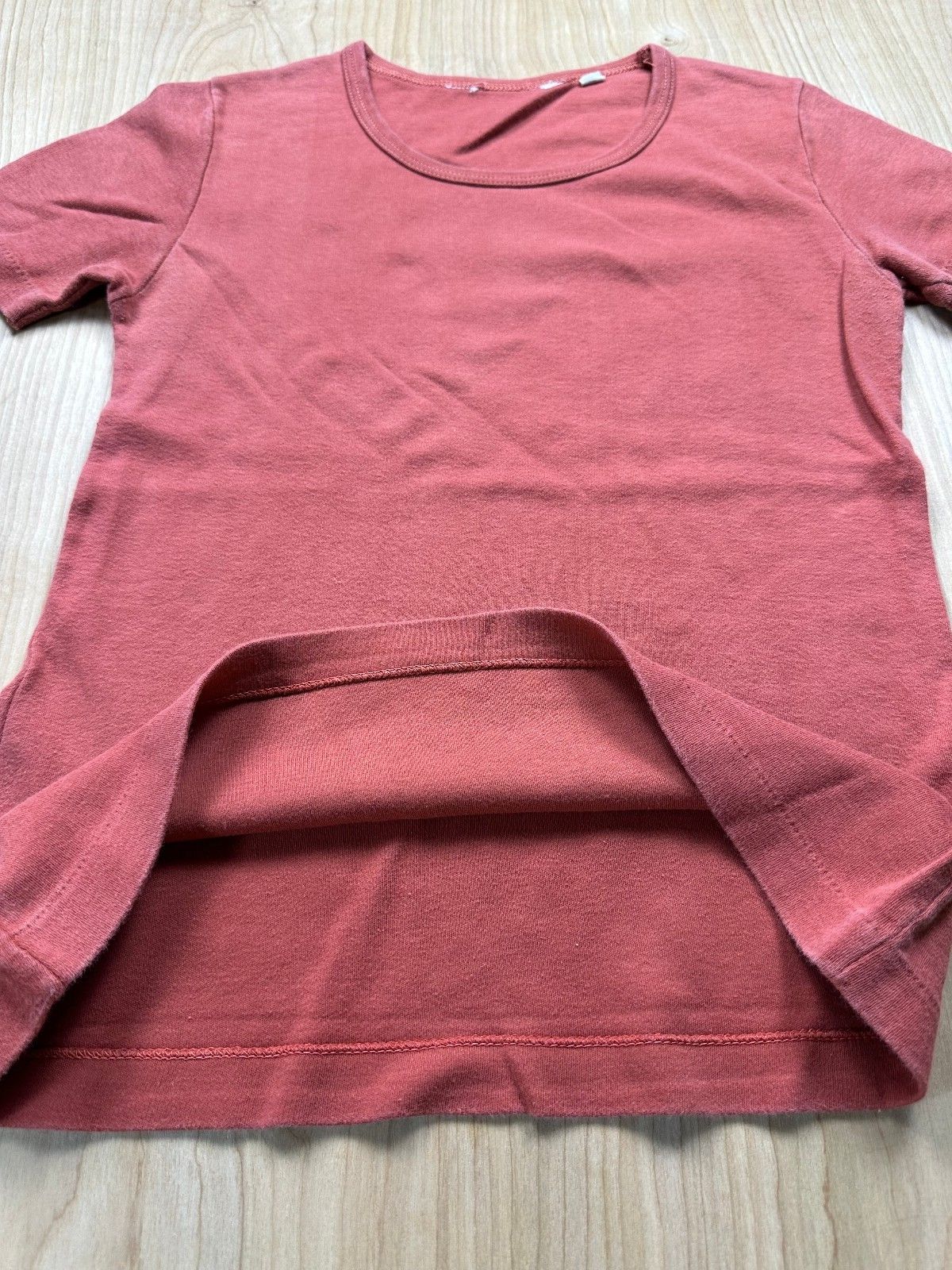 Vintage 80s Jones knit top medium crewneck baby t short sleeve dusty rose basic