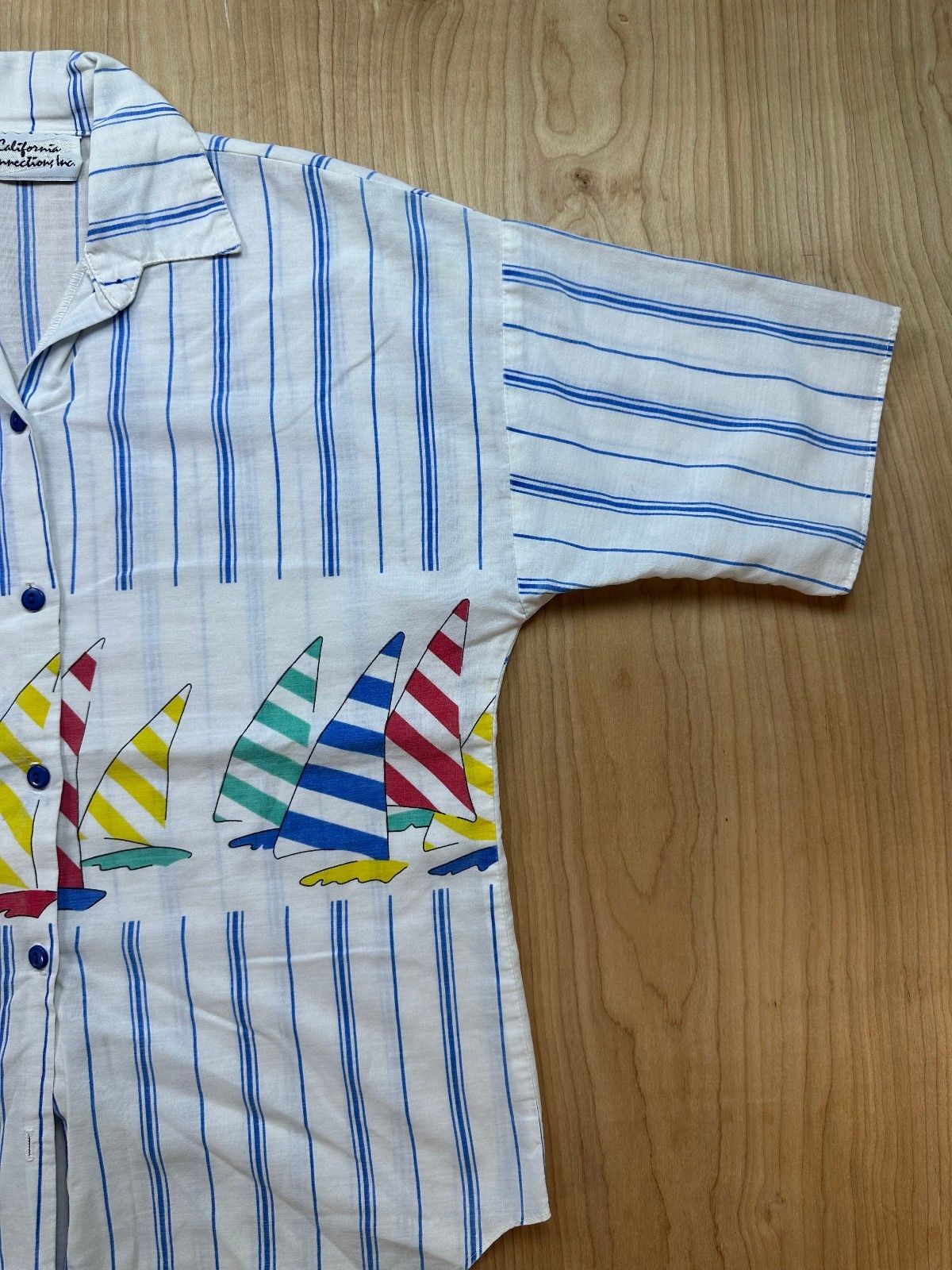 Vintage 80s California Connection button up medium striped boat sailing nautical