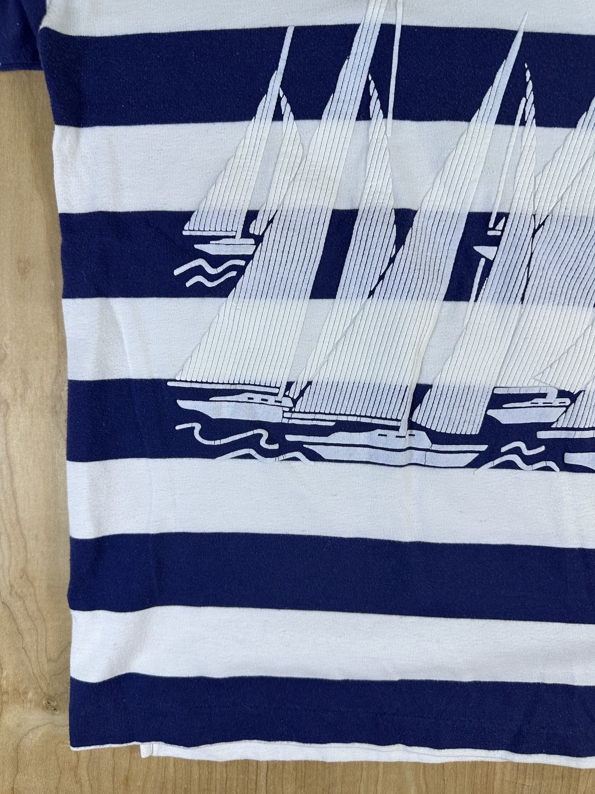 Vintage 80s Westerdam striped knit shirt boxy sailing puffy paint 100% cotton