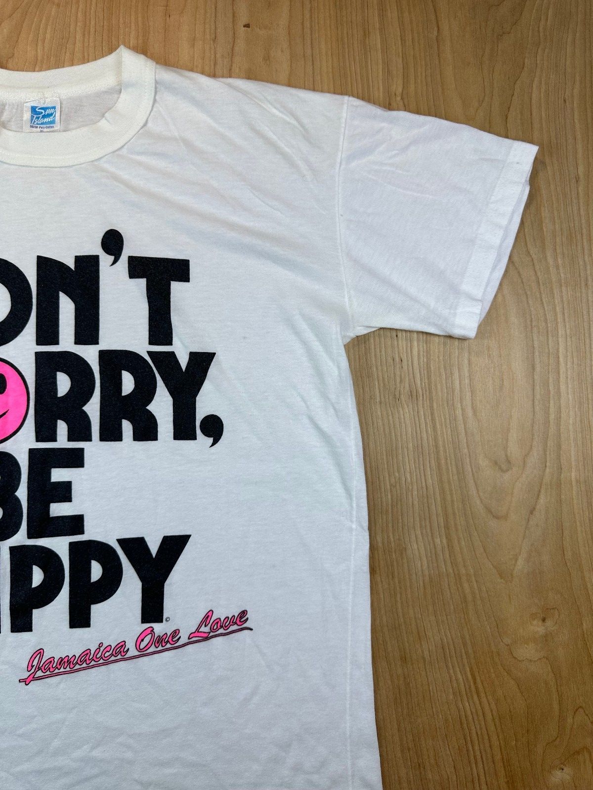 Vintage 80s Dont Worry Be Happy tshirt Jamaica one love sun island single stitch