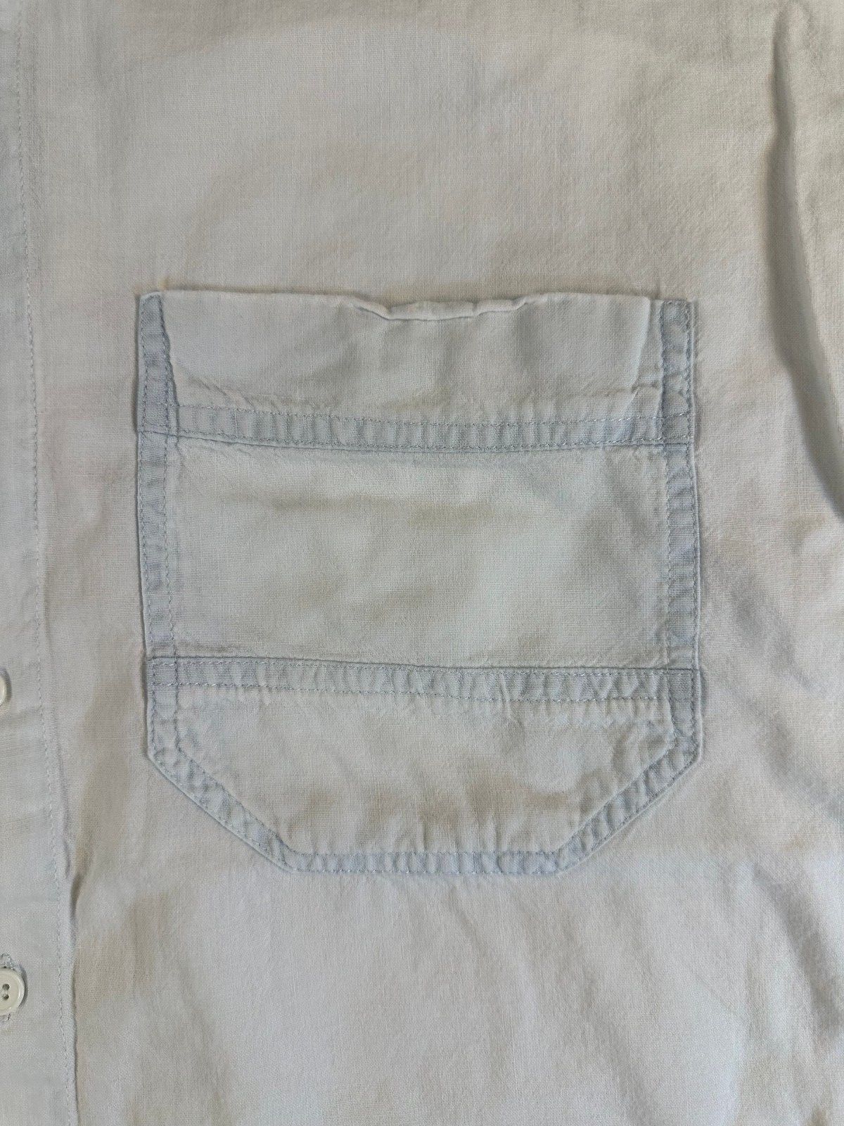 Vintage 90s Rescue Chambray button shirt small shredded summer workwear cotton