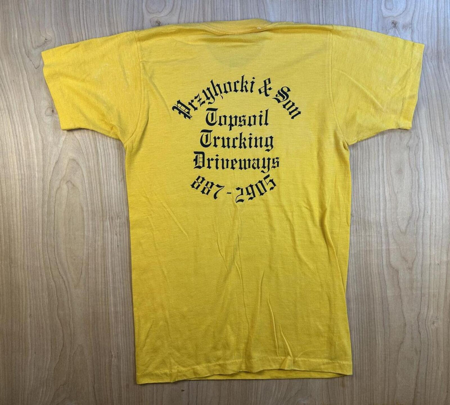 Vintage 80s Przyhocki & Son tshirt Single Stitch small yellow trucking worn