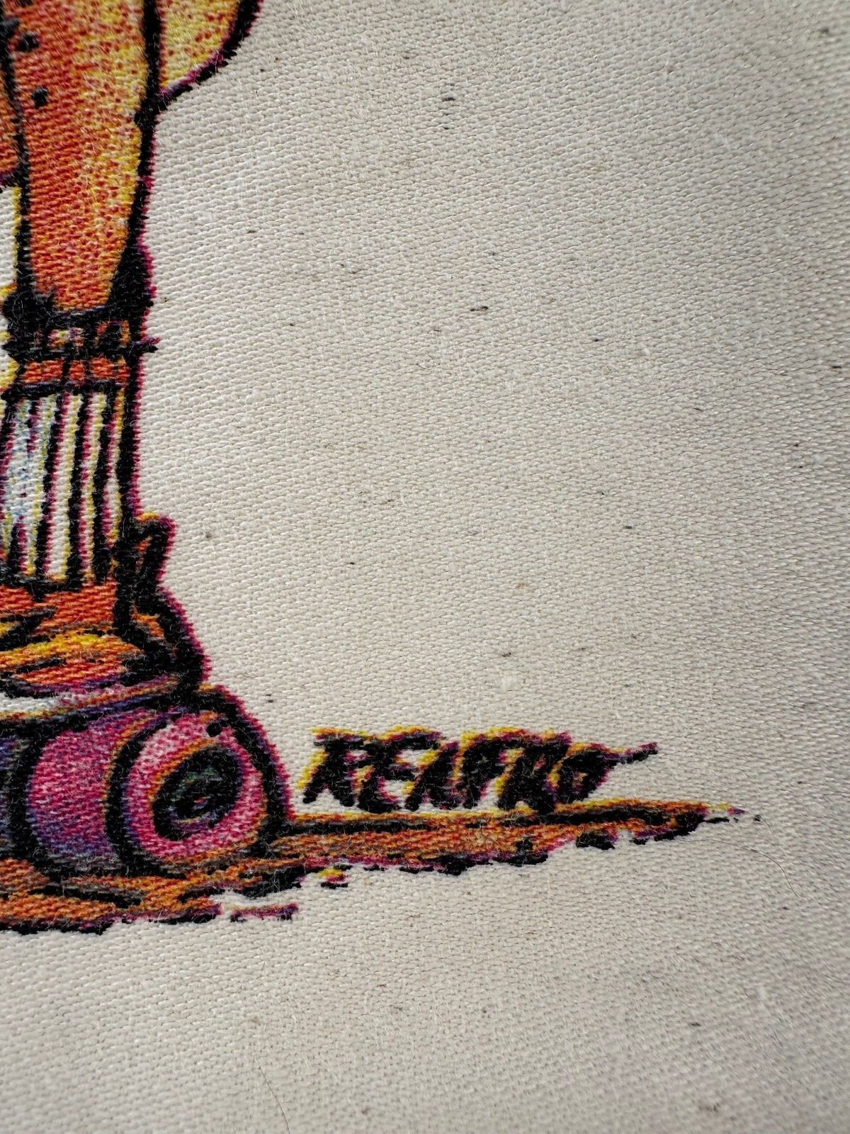 Vintage 70s Rex tote bag rollerskate lion cartoon canvas renfro skating