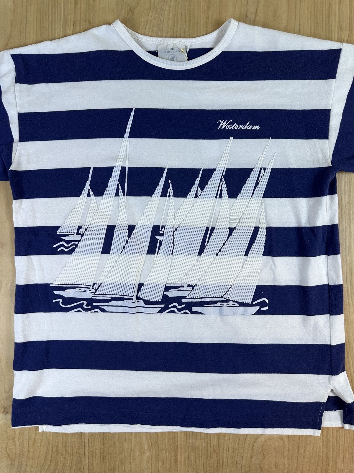 Vintage 80s Westerdam striped knit shirt boxy sailing puffy paint 100% cotton
