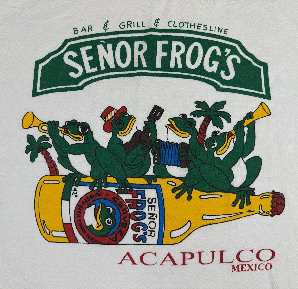 Vintage 90s Senor Frog's Acapulco tshirt medium mexico beer music vacation party