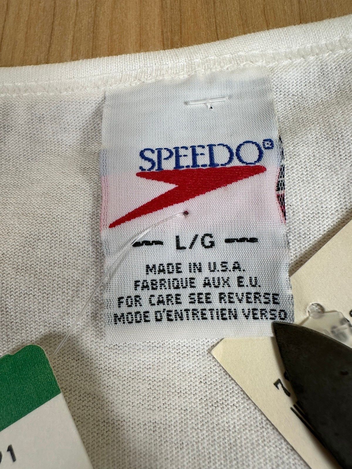 Vintage 90s speedo tank top nwt large made in usa 100% cotton fish sporty beach