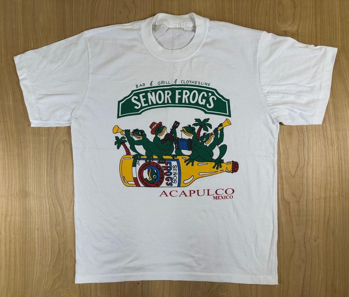 Vintage 90s Senor Frog's Acapulco tshirt medium mexico beer music vacation party