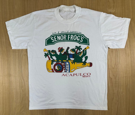 Vintage 90s Senor Frog's Acapulco tshirt medium mexico beer music vacation party