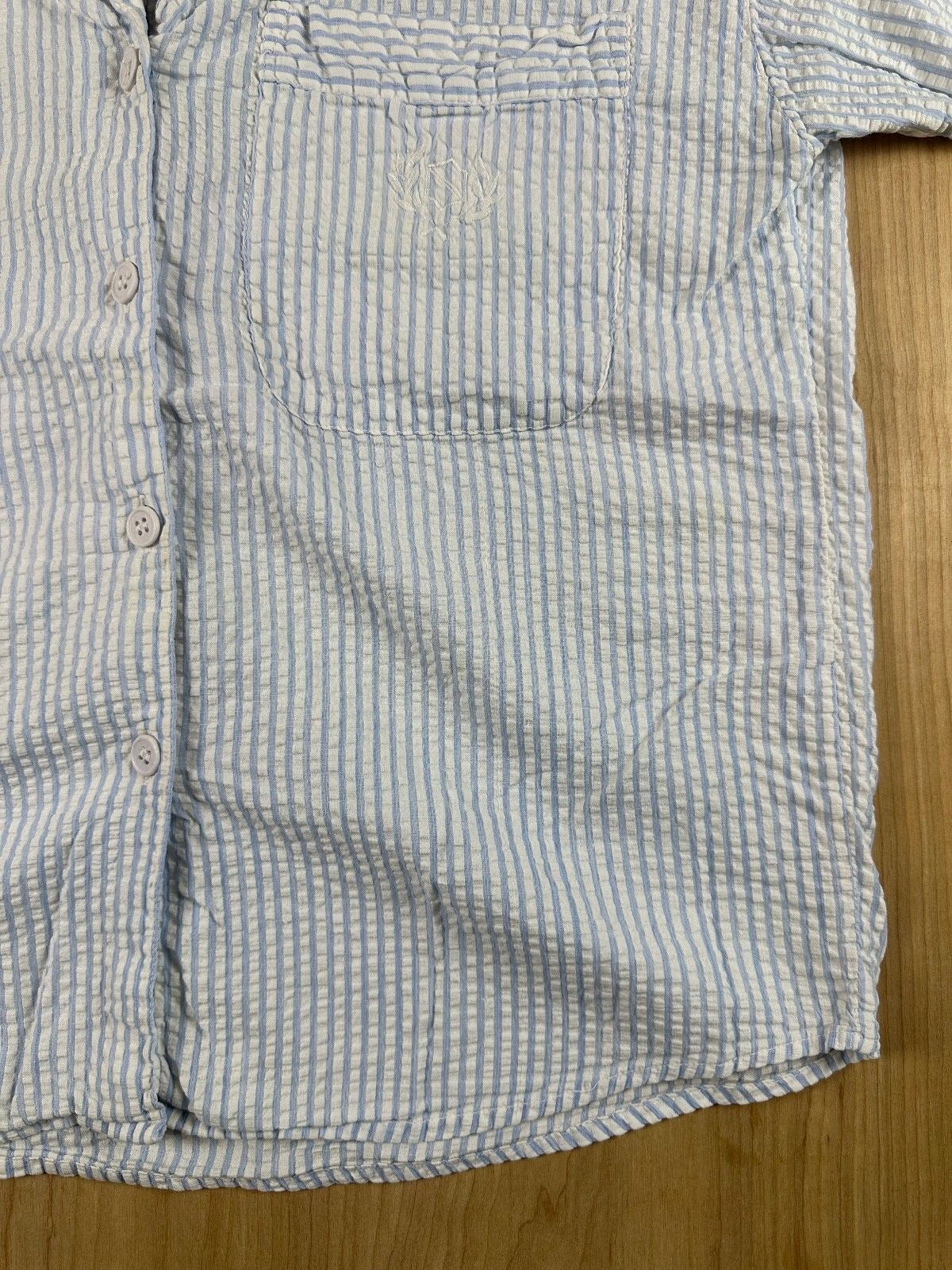 Vintage 80s Totonko Seersucker button up shirt short sleeve cotton india striped