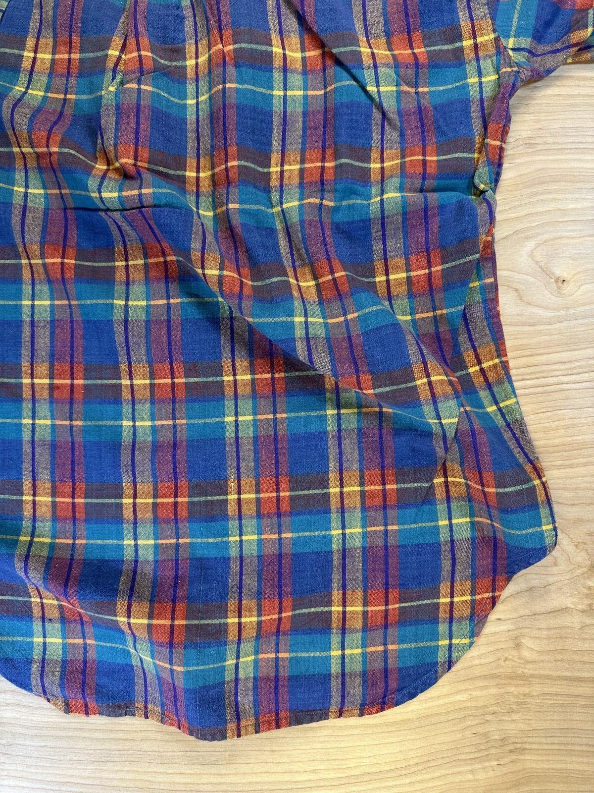Vintage 80s World Island short sleeve button up madras shirt 100% cotton medium
