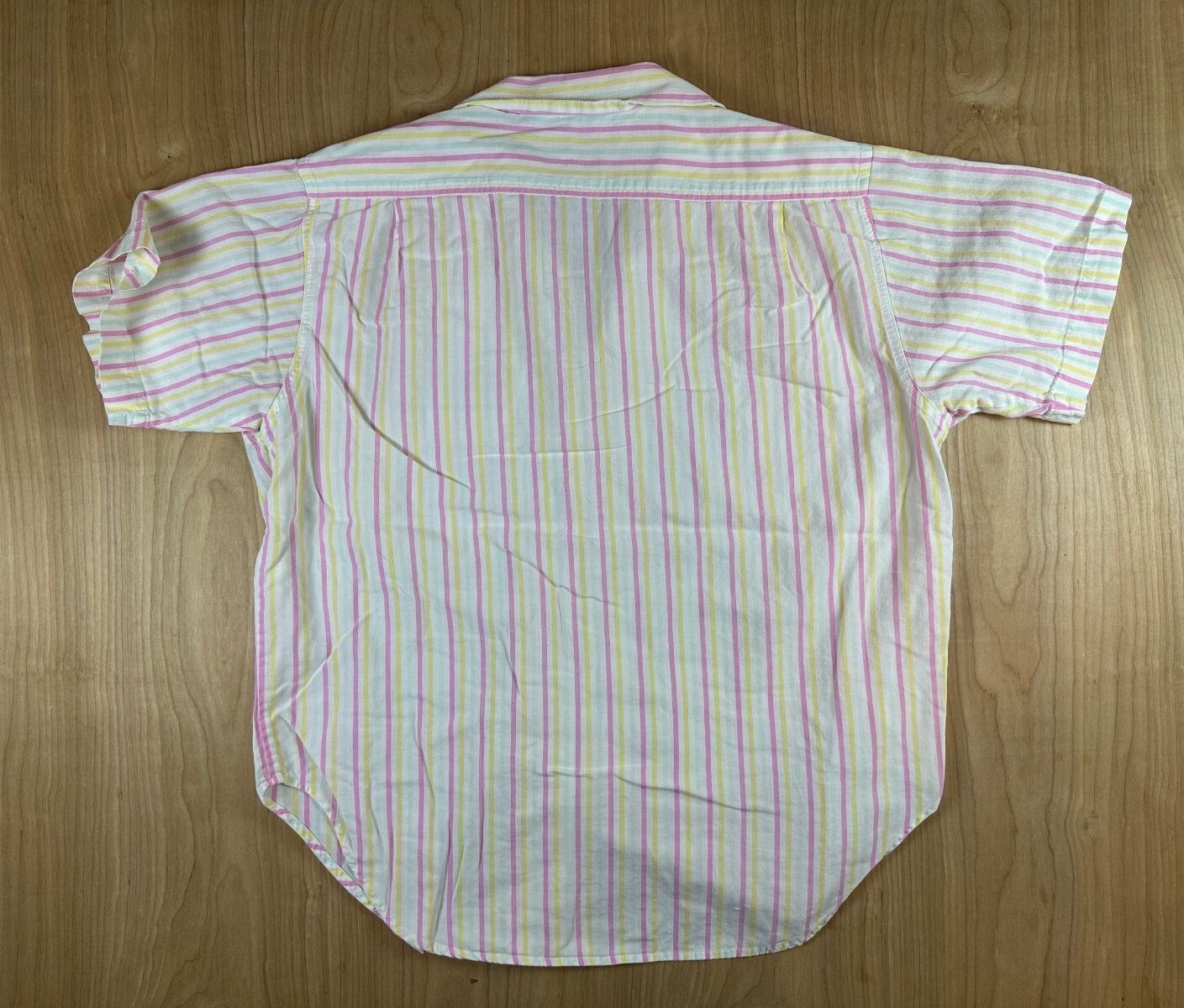 Vintage 80s Harrison Sport Striped Button down shirt large cotton camp collar